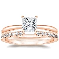 Moissanite Solitaire Engagement Ring, 1 CT Colorless Stone, 925 Sterling Silver Setting with 18K Gold Accents