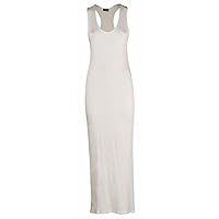 Womens Ladies Vest Racer Muscle Back Jersey Long Summer Maxi Dress (LXL-16/18, Cream)