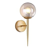 Wall Lights Decorative Led Wall Lamp Iron Night Reading Beside Lamp Home Stairs Vintage Loft Sconce Wall Lights Glass Ball Gold Black E27 (Color : Gold)