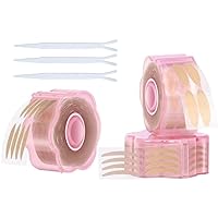 3Rolls Waterproof Lace Double Eyelid Tape Double Eyelid Strips Natural and Invisable Instant Eyelid Lift Stickers with Y Fork for Hooded Droopy Mono Eyes