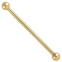 FreshTrends 14k Yellow Gold Industrial Barbell 18G