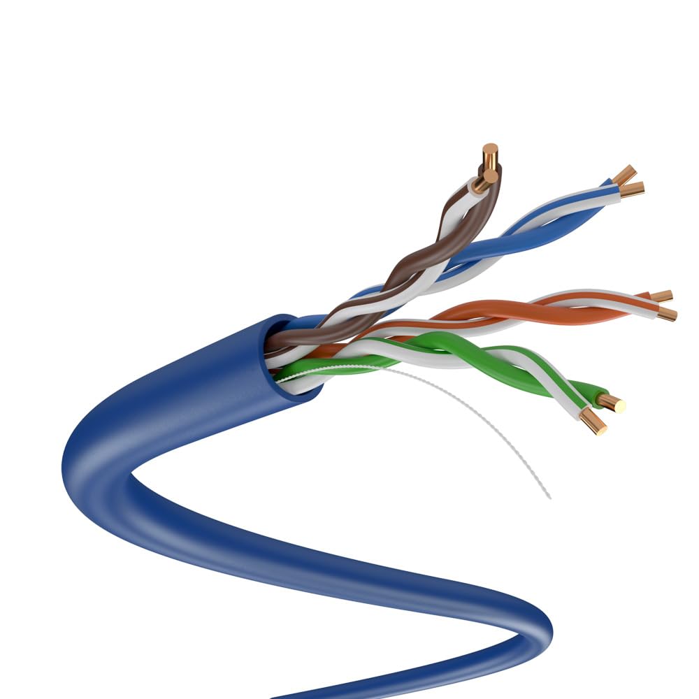 SolidLink CAT5e 1000ft UTP Ethernet Cable 24AWG Bulk LAN Network Wire (Blue)