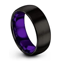 Tungsten Carbide Wedding Band Ring 8mm for Men Women Green Red Blue Purple Black Copper Fuchsia Teal Interior with Dome Brushed Polished
