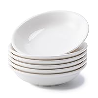 6 Pack Dip Bowls, 3 OZ Ceramic Soy Sauce Dish, White Dipping Sauce Bowls Small Dishes Serving for Tomato Sauce, Soy, BBQ Party Supplies