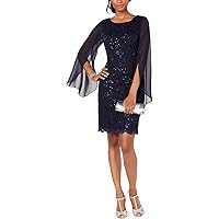 Connected Apparel Womens Sequined Lace Sheath Dress