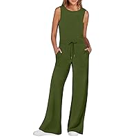 Versatile Jumpsuit Ladies Sleeveless Dressy Casual Solid Color Fashion Long Rompers Rompers Summer Trendy