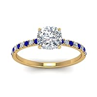 Choose Your Gemstone CUS Sizehion Shape 14k Yellow Gold Plated Halo Engagement Rings Hidden Halo Petite Diamond CZ Handcraft Chakra Healing Ring Gifts for Ladies : US Size Size 4 TO 14