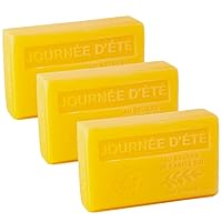 Maison Du Savon De Marseille - French Soap Made with Organic Shea Butter - Summers Day Fragrance - 125 Gram Bars - Set of 3