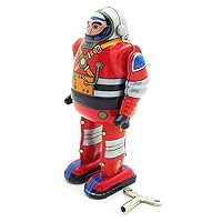 Astronaut Robot Spring Wind-up Tin Toy, Adult Collection Novelty Gifts Home Decoration Christmas Stocking Stuffers Red