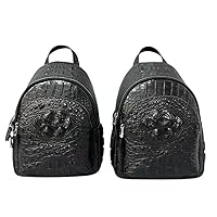 Authentic Real Crocodile Skin Classic Solid Black Female Lady Small ZIP Backpack Genuine Alligator Leather Women Travel Bag Pack