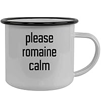 Please Romaine Calm - Stainless Steel 12oz Camping Mug, Black