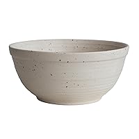 Creative Co-Op Farmhouse Stoneware, White Speckled Glaze Bowl, 2-1/2 Quart, Ivory