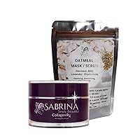 Sabrina Beauty Collagen Rx Plus Senstive Skin Moisturizer + Natural Oatmeal Mask - Redness Reducer For Face, Rosacea Psoriasis