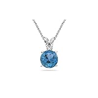 1.40-1.60 Cts Swiss Blue Topaz Solitaire Pendant in 14K White Gold
