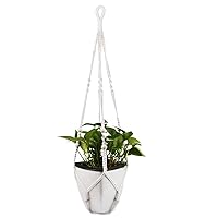 Macrame Plant Hanger Hanging Planter Holder with Wood Beads 36 Inch Cotton Rope Decorative Flower Pot Holder Basket for Outdoor Home Decor, Pack of 1