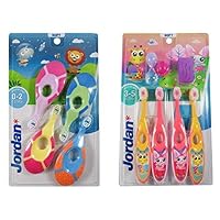 Jordan* | Step 1 + Step 2 Toothbrush Pack | Pack of Toothbrushes for Babies 0-2 Years and Children 3-5 Years Old | 4 + 4 Units