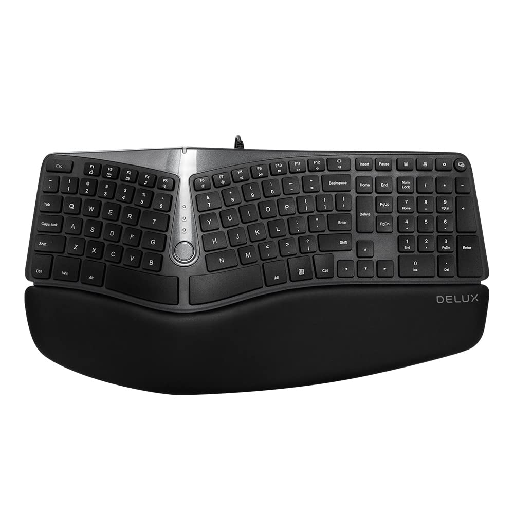 DeLUX Wired Ergonomic Keyboard GM901U and Vertical Mouse M618PLUS RGB