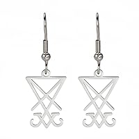 Lucifer Dangle Earrings Stainless Steel Satanic Symbol Earrings Vintage Leviathan Cross Studs Church Wiccan Jewellery Religious Jewellery for Women Girls