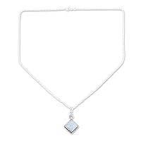 NOVICA Handmade Larimar Blue Topaz Pendant Necklace .925 Sterling Silver India Gemstone Birthstone 'Frosty Fusion'