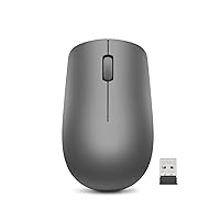 Lenovo 530 Full Size Wireless Computer Mouse for PC, Laptop, Computer with Windows - 2.4 GHz Nano USB Receiver - Ambidextrous Design - 12 Months Battery Life - Graphite Grey
