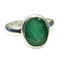 4.5 Carat Genuine Emerald Silver Rings for Women Bezel Style in Size 5,6,7,8,9,10,11,12,13