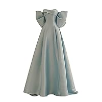 XJYIOEWT Short Cocktail Dresses for Women 2024 Summer,Sky Blue Princess Evening Dress Tube Top Light Luxury Dress Bride