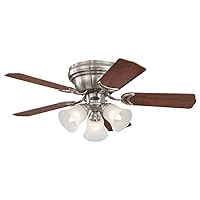 Westinghouse Lighting 72073 Contempra Trio 90 cm Brushed Nickel Indoor Ceiling Fan, Light Kit with Frosted Glass