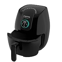 Momo Lifestyle Small Air Fryer 3.4 QT Ceramic Coated Teflon Free Compact Air Fryer 12 Preset Functions with One Touch Digital Wheel 1500W Dehydrate Defrost and Reheat Functions Dishwasher Safe (Black Caviar)