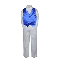 4pc Baby Toddler Kid Boys Royal Blue Vest White Pants Bow Tie Suits Set (6)