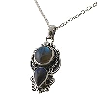 Navya Craft 925 Solid Sterling Silver Labradorite Handmade Women Necklace, 925 Sterling Silver boho Jewelry Christmas Anniversary Birthday Valentine's Day Gift wife her mother sister best friend