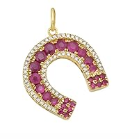 Beautiful Horseshoe Ruby Diamond 925 Sterling Silver Charm Pendant Jewelry