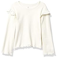 HonestBaby Baby Girls' Organic Cotton Rib Ruffle Long Sleeve T-Shirt (Legacy)