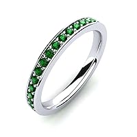 Sterling Silver 925 Emerald Round 2.00mm Full Eternity Band Ring With Rhodium Plated | Beautiful Vintage Design Ring For Woman's And Girls