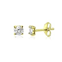 B. BRILLIANT Sterling Silver 1/4-1/2 Carat Lab Grown Diamond 3mm Round Solitaire Stud Earrings