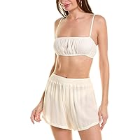 WeWoreWhat Ruched Linen-Blend Bra Top