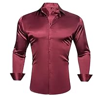Mens Shirts Solid Long Sleeve Casual Business Slim Fit Blouses Tops