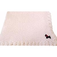Knitted & Crochet Pink Chenille Large Baby Blanket with Black Puppy