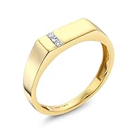 Gem Stone King Men's 10K Solid Yellow Gold White Diamond Wedding Anniversary Ring (Available In Size 7,8,9,10,11,12,13)