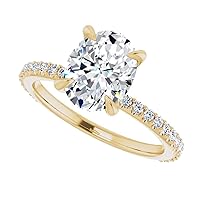 2.0 CT Oval Colorless Moissanite Engagement Ring, Wedding Bridal Ring, Eternity Solid 10K Yellow Gold Diamond Solitaire 4-Prong Anniversary Promise Ring for Her
