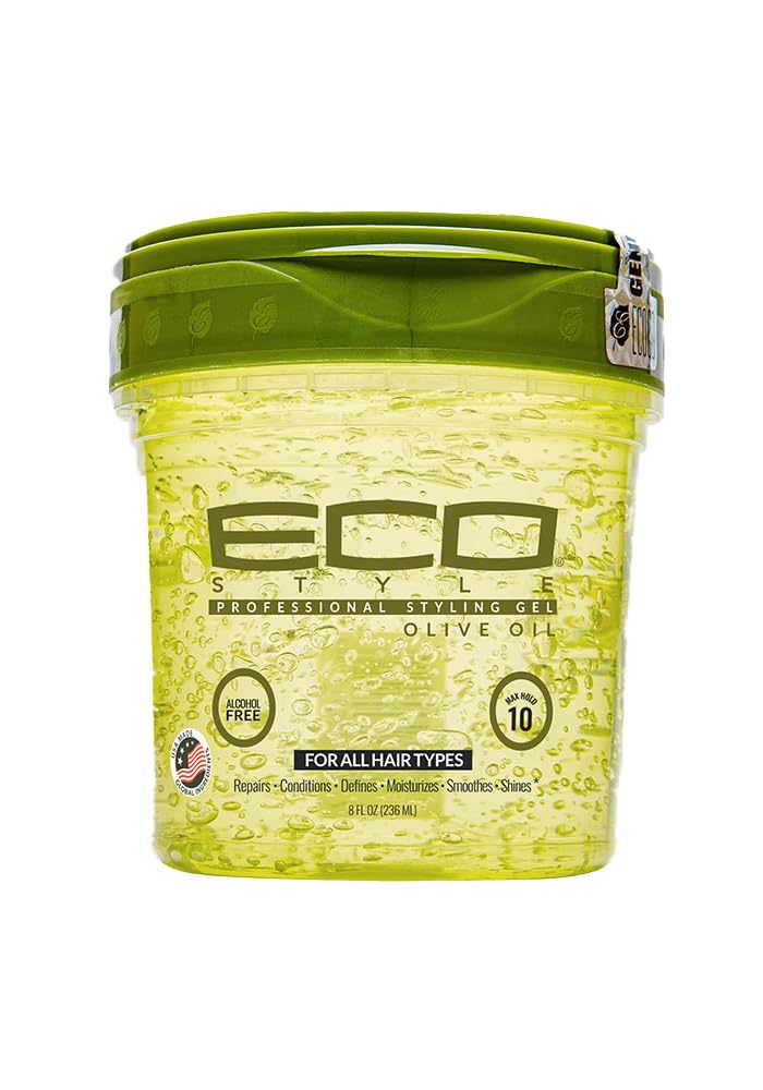 Eco Style Gel Olive Oil Styling Gel - Adds Shine and Tames Split Ends - Delivers Moisture to Scalp - Nourishes And Repairs - Provides Weightless and Superior Hold - Ideal for all Hair - 8 oz