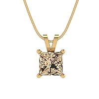 Clara Pucci 3.0 ct Princess Cut Designer Yellow Moissanite Solitaire Pendant Necklace With 18