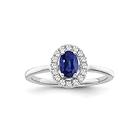 10K/14K/18K Gold Blue Created Sapphire Engagement Ring for Women with Natural Diamond Jewelry Gift for Her Wife