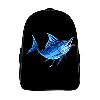 Swordfish Marlin Sailfish 16 Inch Backpack Adjustable Strap Daypack Laptop Double Shoulder Bag for Hiking Travel