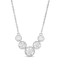 3.50 CT Round Created Diamond Halo Five-Stone Pendant Necklace 14K White Gold Finish