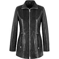 Ladies Hip Length Leather Jacket Black Slim Fit Genuine Lambskin Casual Coat 3030