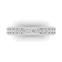 1.44 ct Brilliant Round Cut Clear ZIron 14k White Gold Eternity Wedding Engagement Designer Anniversary Ring Band