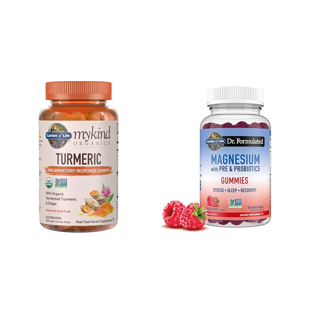 Garden of Life Organics Turmeric Inflammatory Response Gummy & - Dr Formulated Magnesium Citrate Supplement