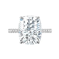 Riya Gems 7 CT Cushion Moissanite Engagement Ring Wedding Eternity Band Vintage Solitaire Halo Setting Silver Jewelry Anniversary Promise Vintage Ring Gift for Her