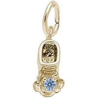 Babyshoe w/Blue Synthetic Crystal Charm (Choose Metal) by Rembrandt