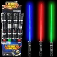 12 Pack LED Light Up Sabers Set - Motion Sensitive Retractable Swords with FX Sound Effects for Kids Party Supplies, Bulk Party Favors and Cosplay